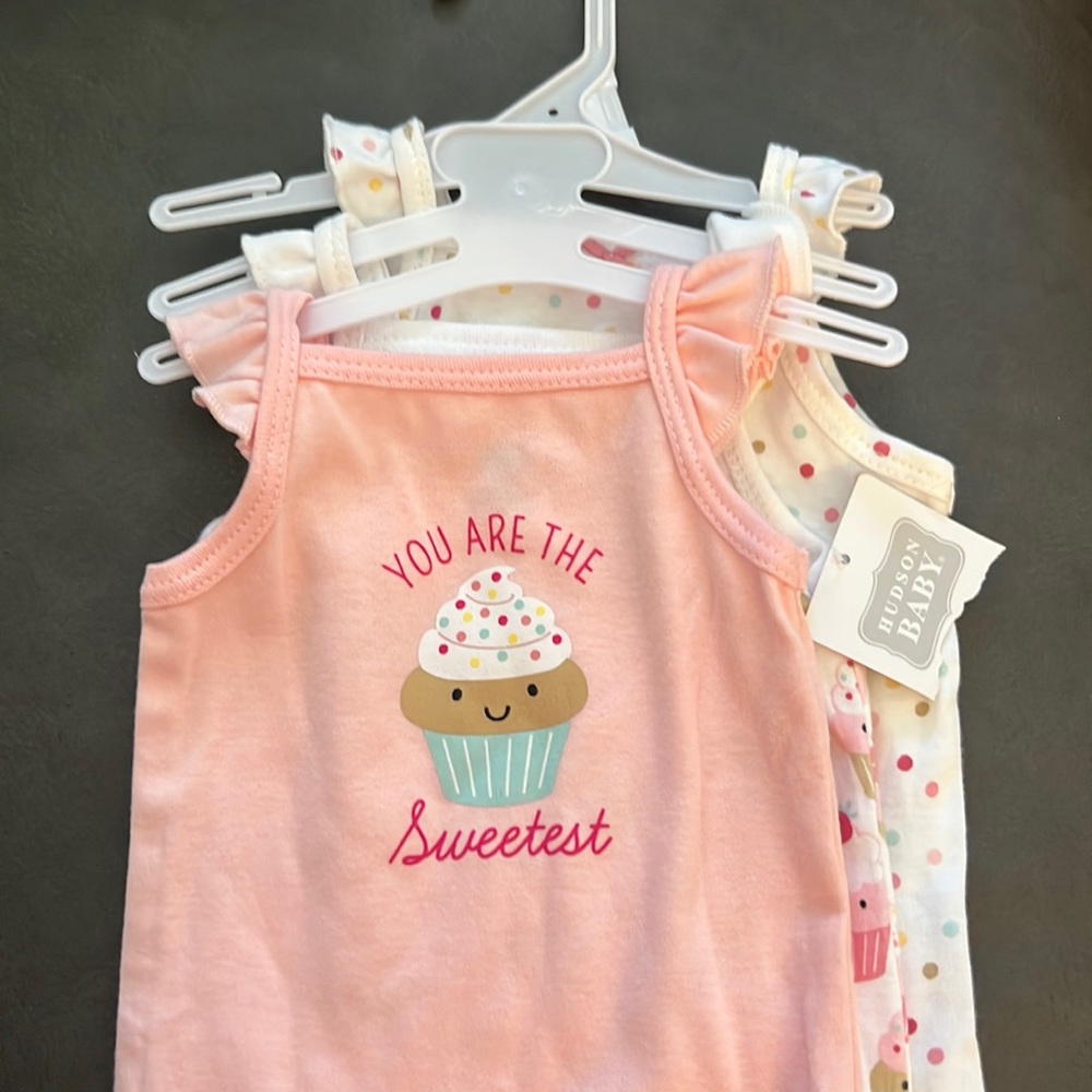 Hudson Baby 3 piece ruffle tank top bodysuits